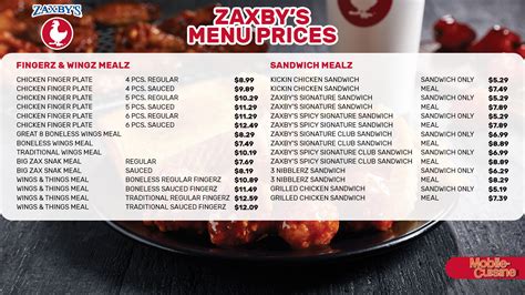 Zaxby's Menu and Prices .